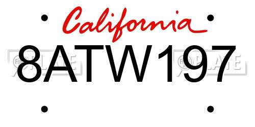 8ATW197 California License Plate
