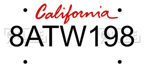 8ATW198 California License Plate