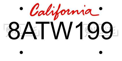 8ATW199 California License Plate
