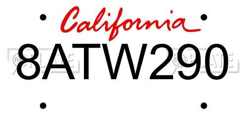 8ATW290 California License Plate