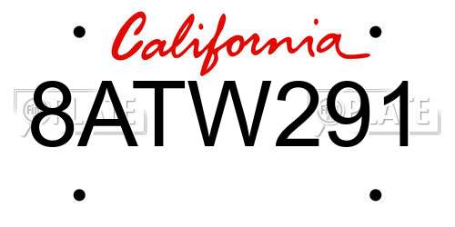 8ATW291 California License Plate