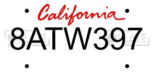 8ATW397 California License Plate