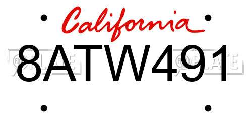 8ATW491 California License Plate