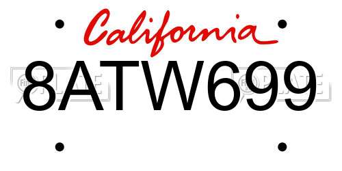 8ATW699 California License Plate