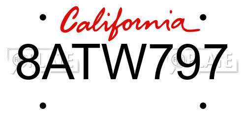 8ATW797 California License Plate