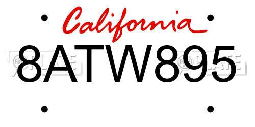 8ATW895 California License Plate
