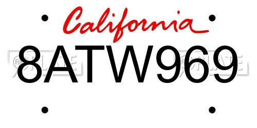 8ATW969 California License Plate