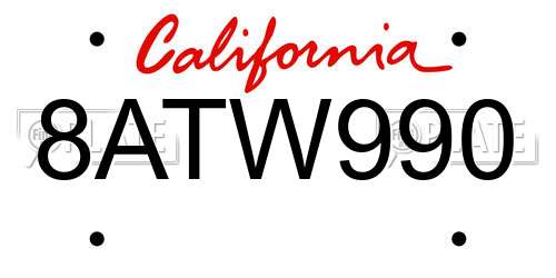8ATW990 California License Plate