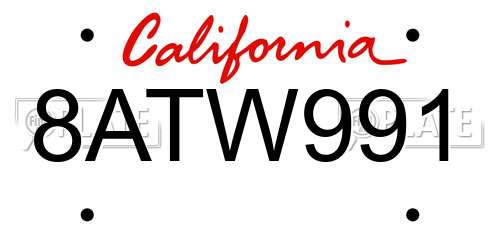 8ATW991 California License Plate