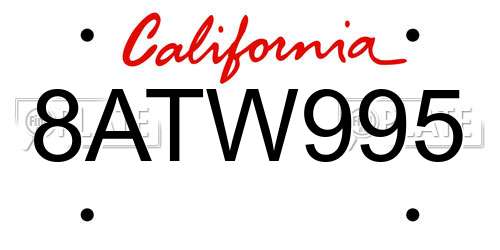 8ATW995 California License Plate