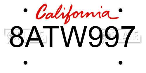 8ATW997 California License Plate