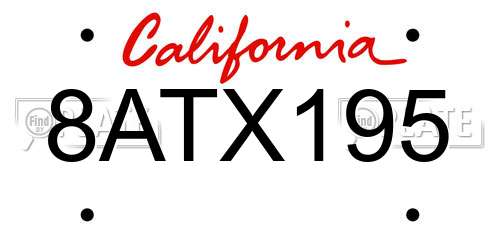 8ATX195 California License Plate