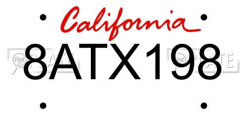 8ATX198 California License Plate
