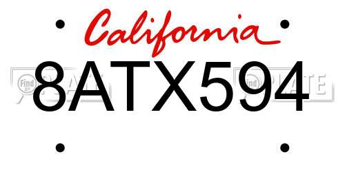 8ATX594 California License Plate