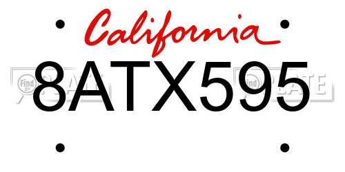 8ATX595 California License Plate