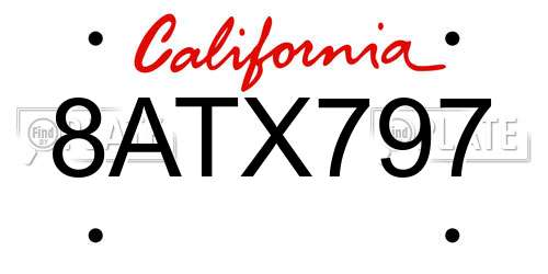 8ATX797 California License Plate