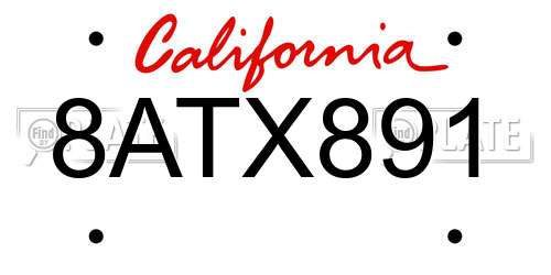 8ATX891 California License Plate