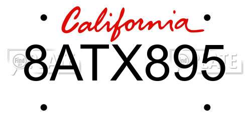 8ATX895 California License Plate