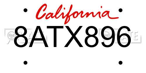 8ATX896 California License Plate