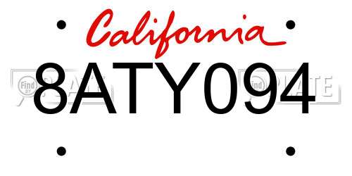8ATY094 California License Plate