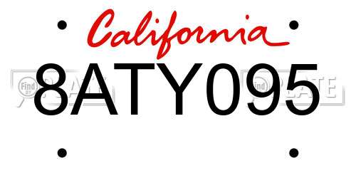 8ATY095 California License Plate