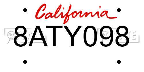 8ATY098 California License Plate