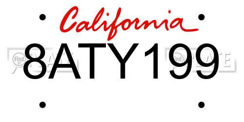 8ATY199 California License Plate