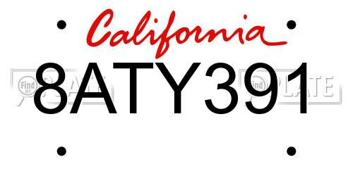 8ATY391 California License Plate