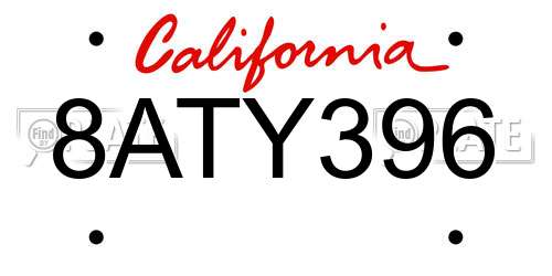 8ATY396 California License Plate