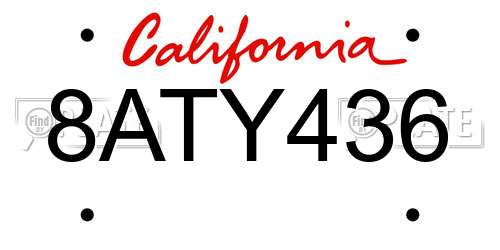 8ATY436 California License Plate