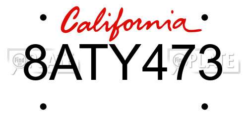 8ATY473 California License Plate