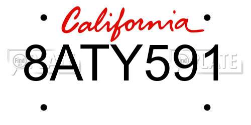 8ATY591 California License Plate
