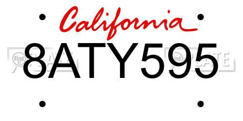 8ATY595 California License Plate