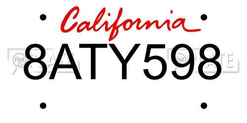8ATY598 California License Plate