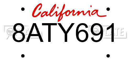 8ATY691 California License Plate