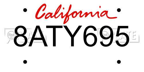 8ATY695 California License Plate
