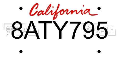 8ATY795 California License Plate