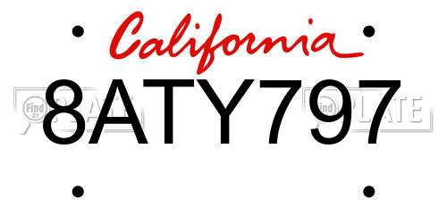 8ATY797 California License Plate