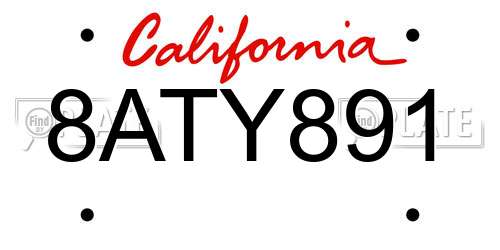 8ATY891 California License Plate