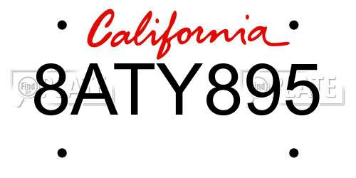 8ATY895 California License Plate