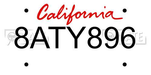8ATY896 California License Plate