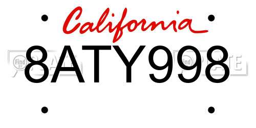 8ATY998 California License Plate