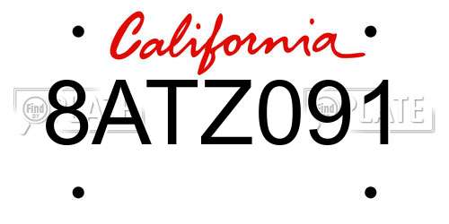 8ATZ091 California License Plate