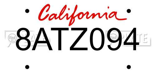 8ATZ094 California License Plate