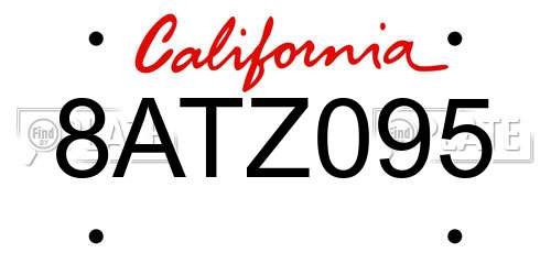 8ATZ095 California License Plate