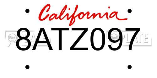 8ATZ097 California License Plate
