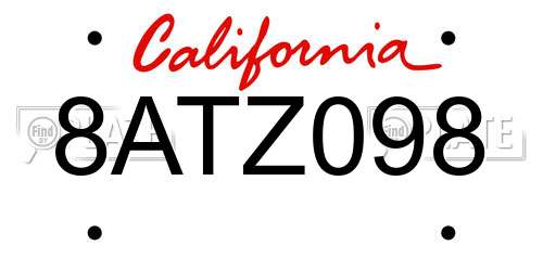 8ATZ098 California License Plate