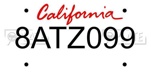 8ATZ099 California License Plate