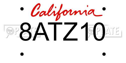 8ATZ10 California License Plate