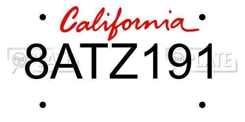 8ATZ191 California License Plate